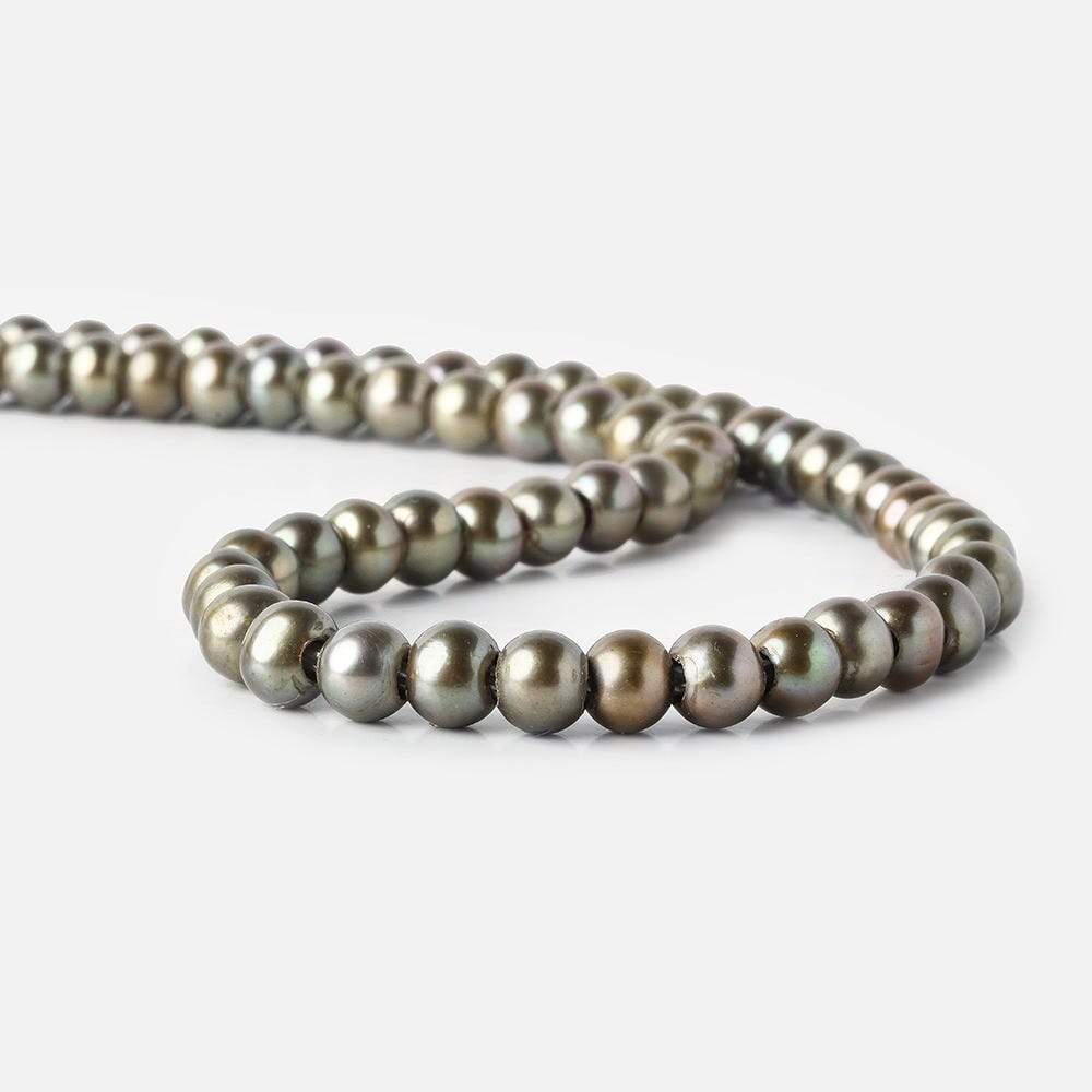 6-7mm Irish Greens Large Hole Off Round Pearl 2.5mm drill hole, 15 inch, 75 pieces