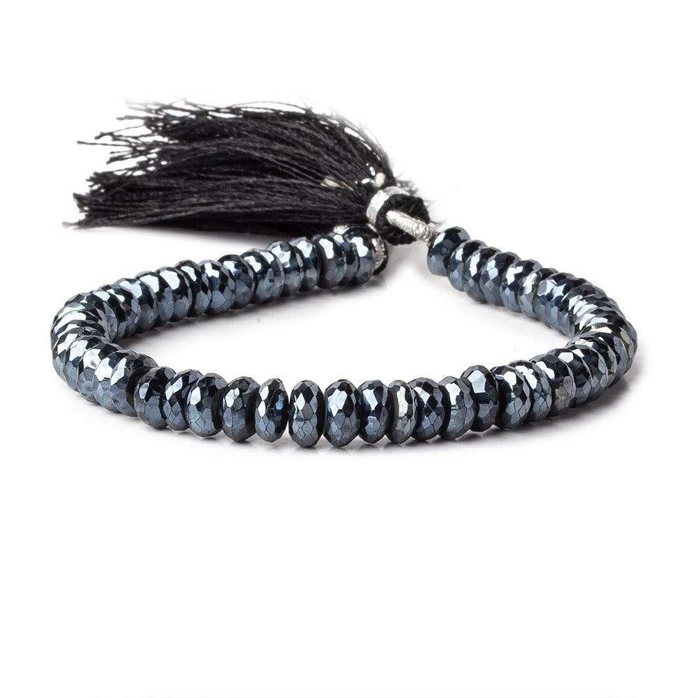 6-7mm Mystic Black Spinel Faceted Rondelle Beads 7.5 inch 56 pieces AAA