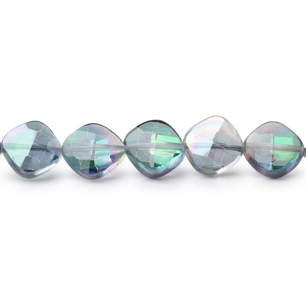 6-7mm Mystic White Topaz Faceted Pillow Beads 9 inch 30 pieces