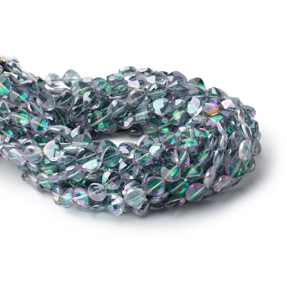 6-7mm Mystic White Topaz Faceted Pillow Beads 9 inch 30 pieces