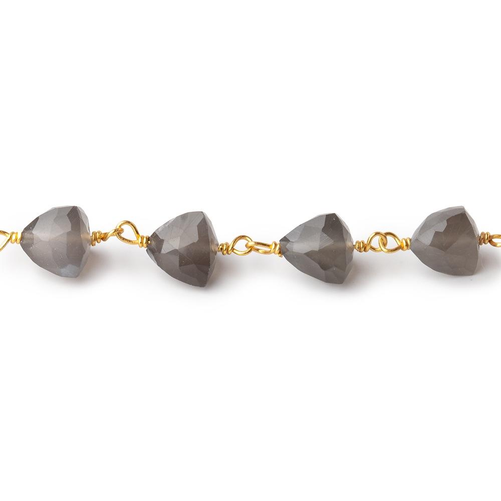 6-7mm Platinum Moonstone Faceted Trillions on Vermeil Chain by the Foot 25 beads