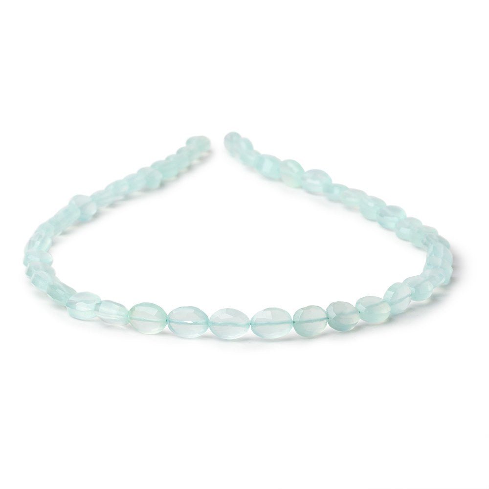 6-7mm Seafoam Blue Chalcedony Faceted Oval Beads 12.5 inch 43 pieces