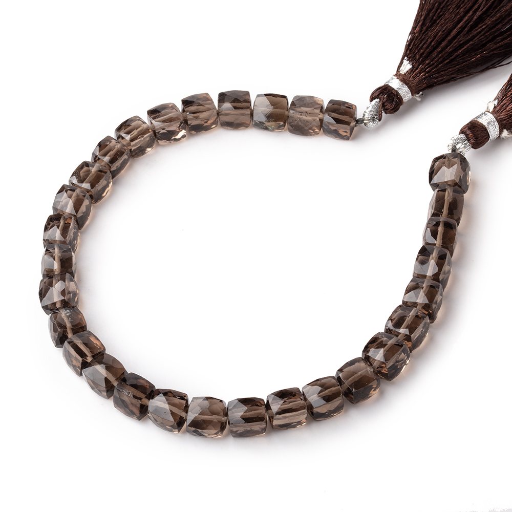 6-7mm Smoky Quartz Faceted Cube Beads 8 inch 30 pieces
