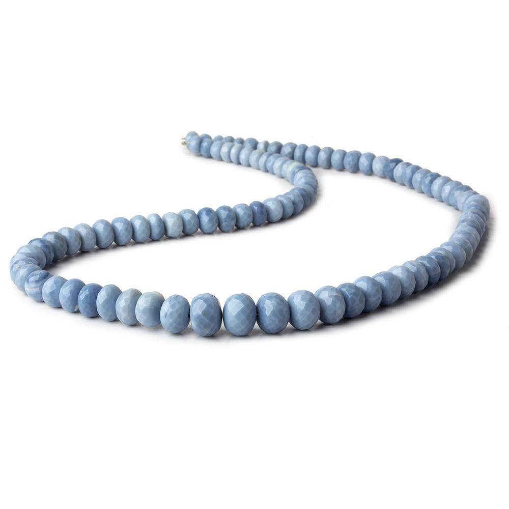 6-8.5mm Owyhee Denim Blue Opal Faceted Rondelle Beads 16 inch 95 beads
