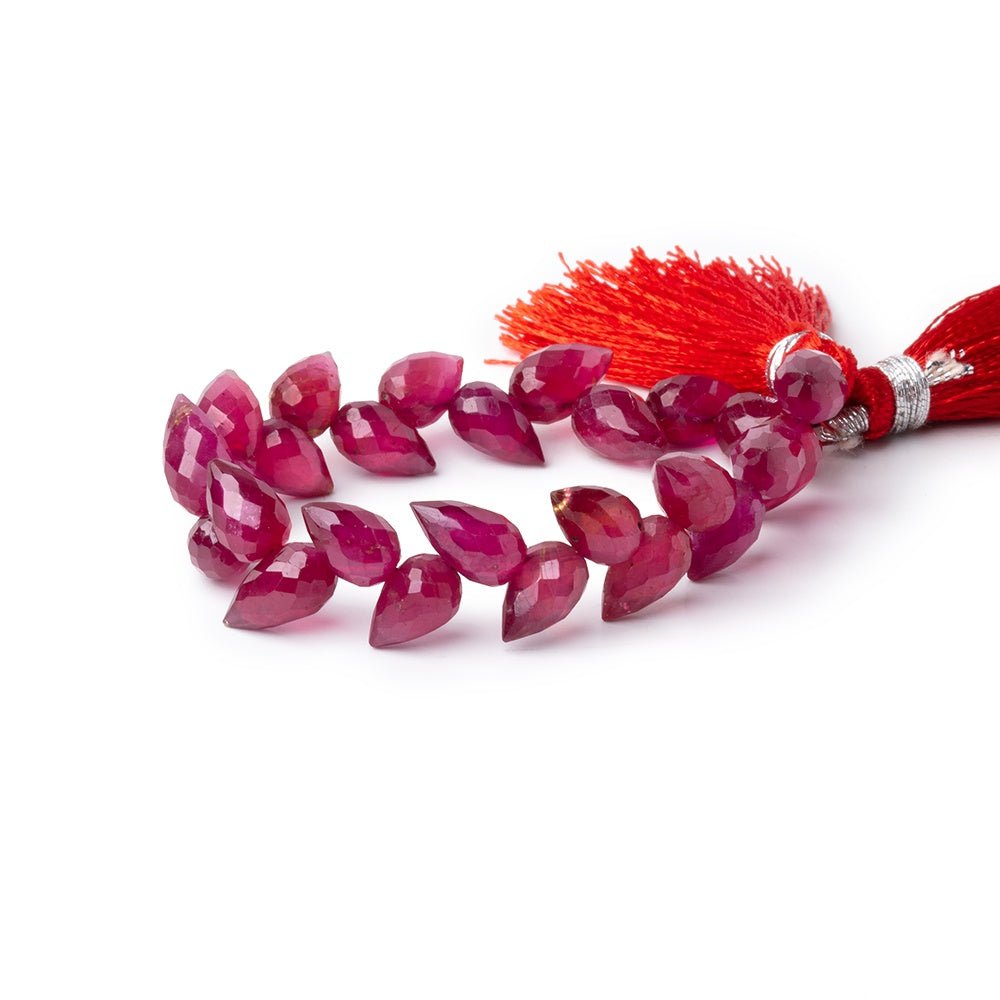 6-8mm Ruby Shoulder Drill Faceted Tear Drop 4 inch 24 Beads AAA