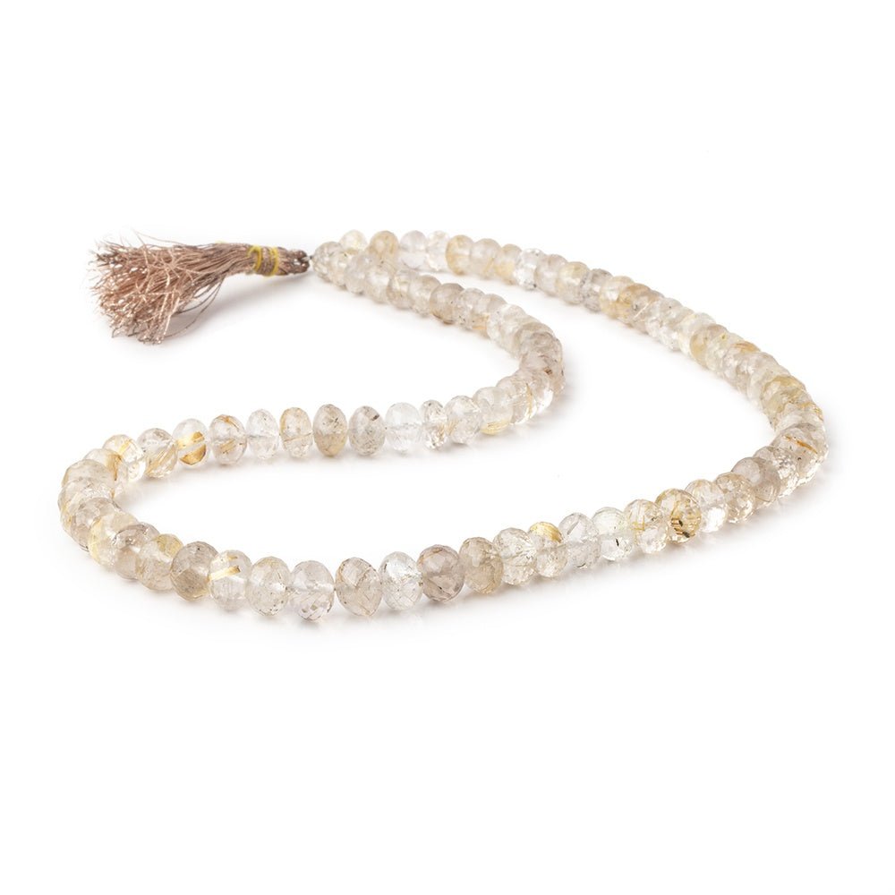 6-8mm Rutilated Quartz Faceted Rondelle Beads 16 inch 83 pieces