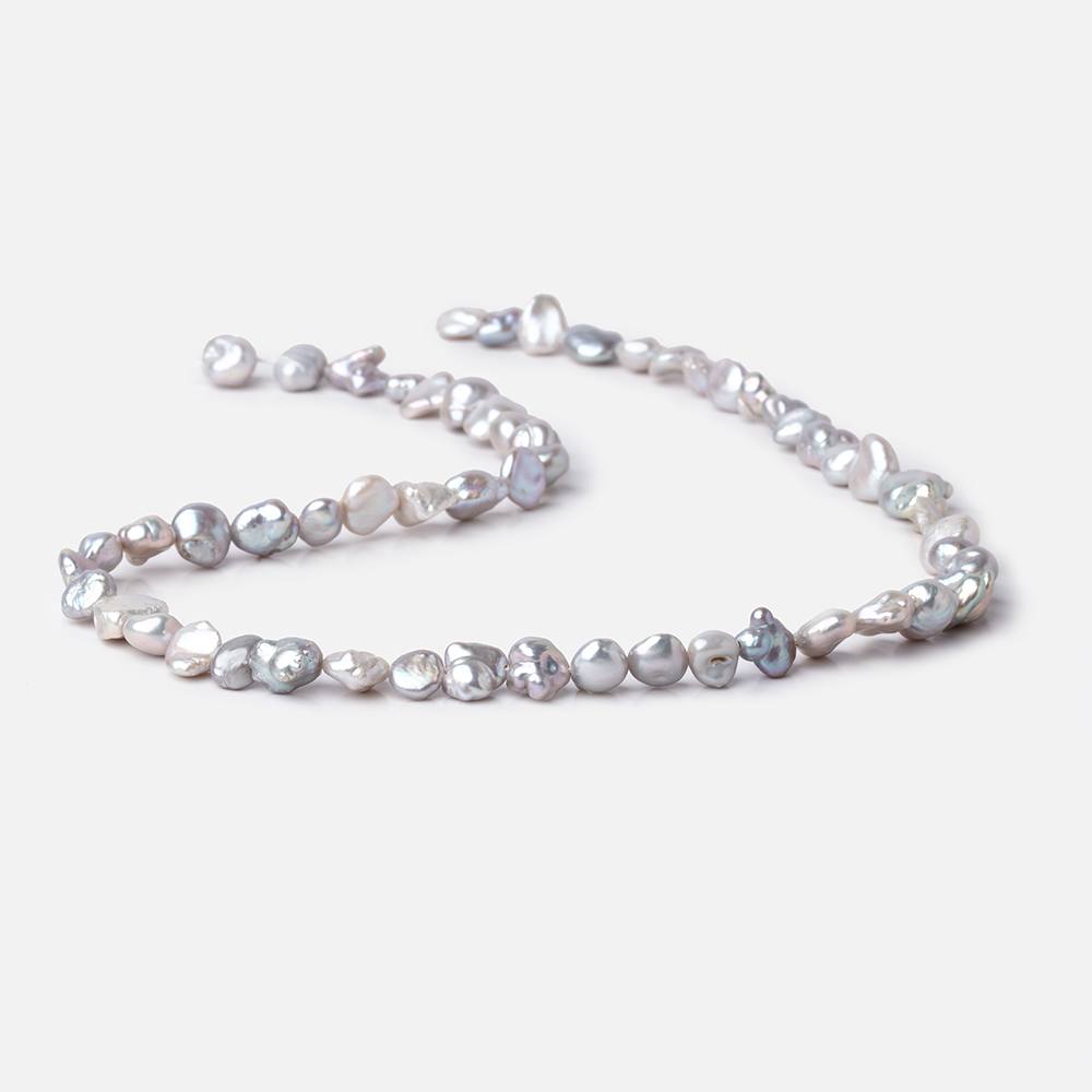 6-8mm Silver Keshi Side Drilled Freshwater Pearl Beads 16 inch 57 pieces