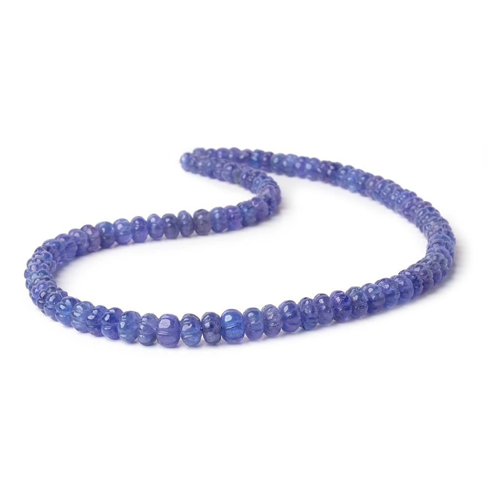 6-8mm Tanzanite Carved Melon Beads 16 inch 77 pieces AA