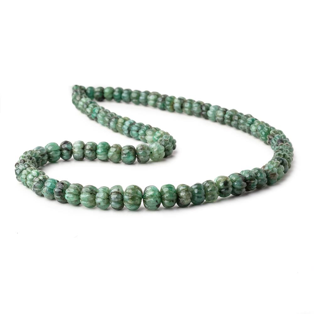 6-9.5mm Brazilian Emerald Carved Melon Rondelle Beads 18 inch 86 pieces