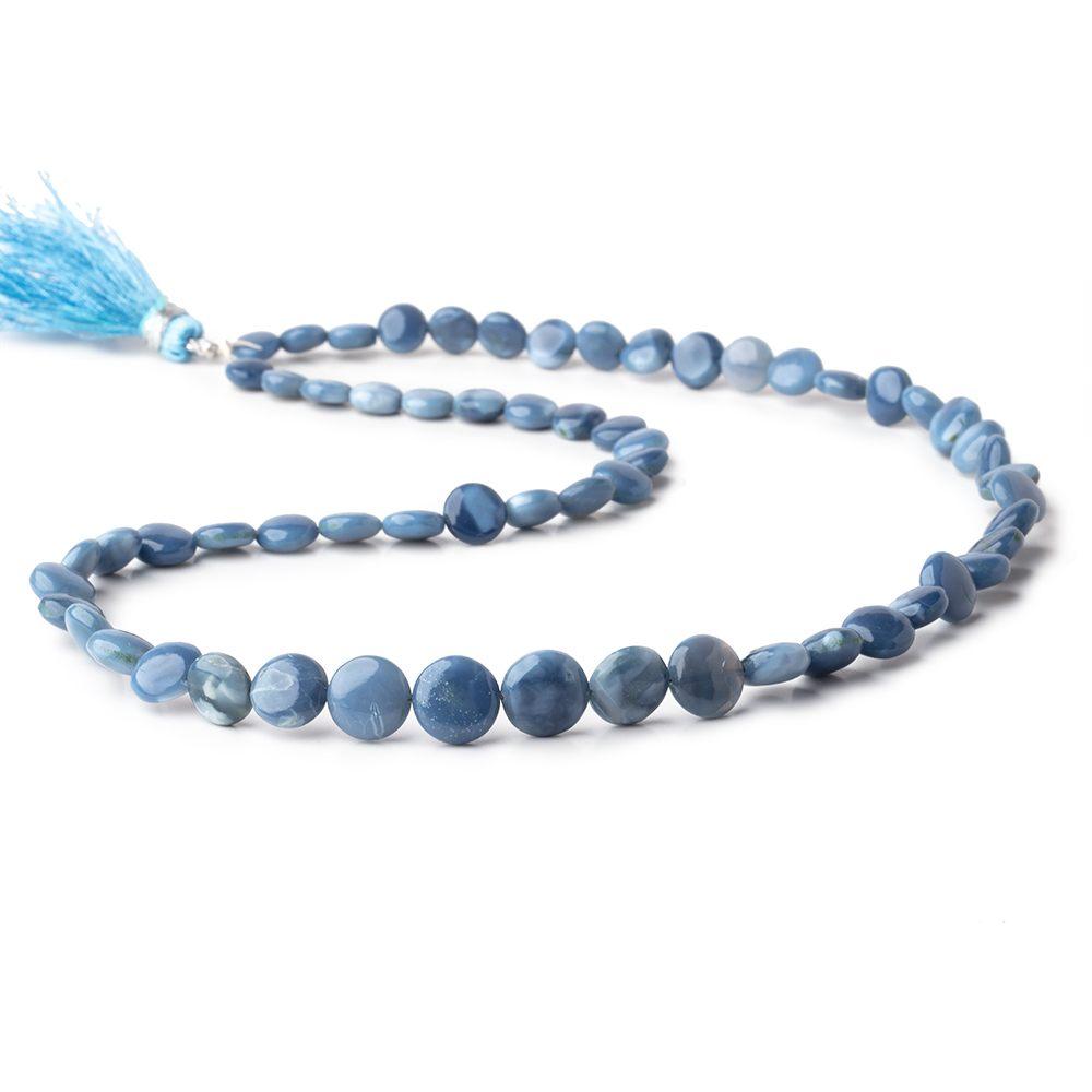 6-9.5mm Owyhee Denim Opal Plain Coin Beads 18 inch 52 pieces