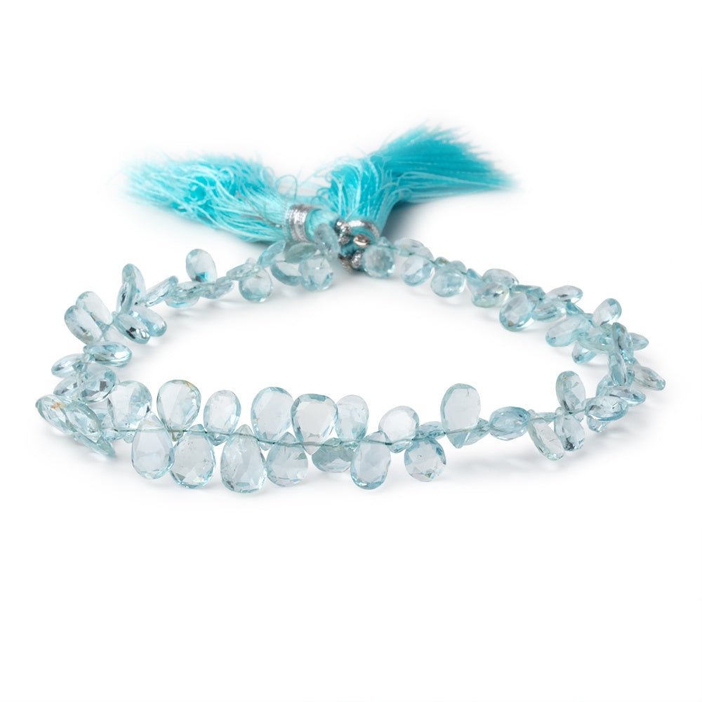 6-9mm Aquamarine Faceted Pear Beads 9 inch 80 pieces AA
