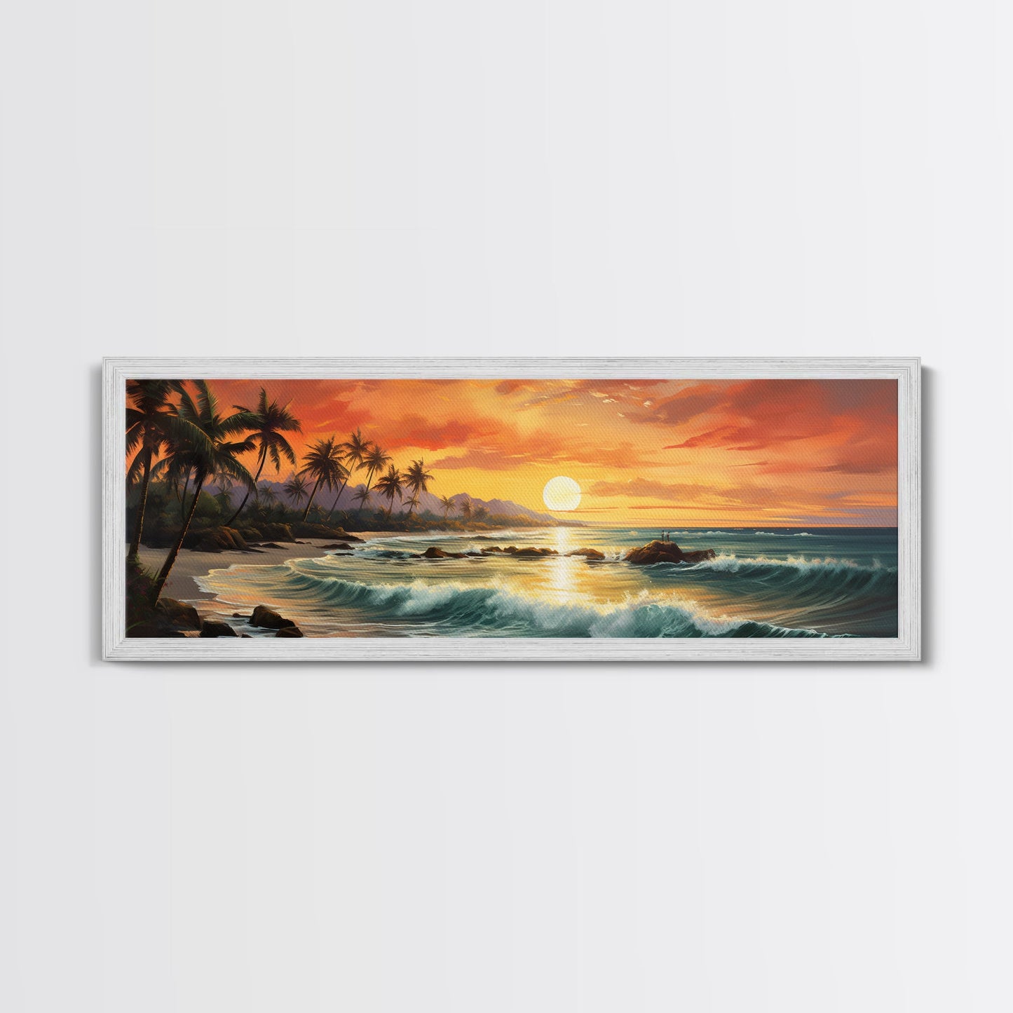 Tropical Ocean Beach canvas prints Sea landscape Nautical photo Coastal Framed Art Sea wave canvas Extra large wall art Ready to hang
