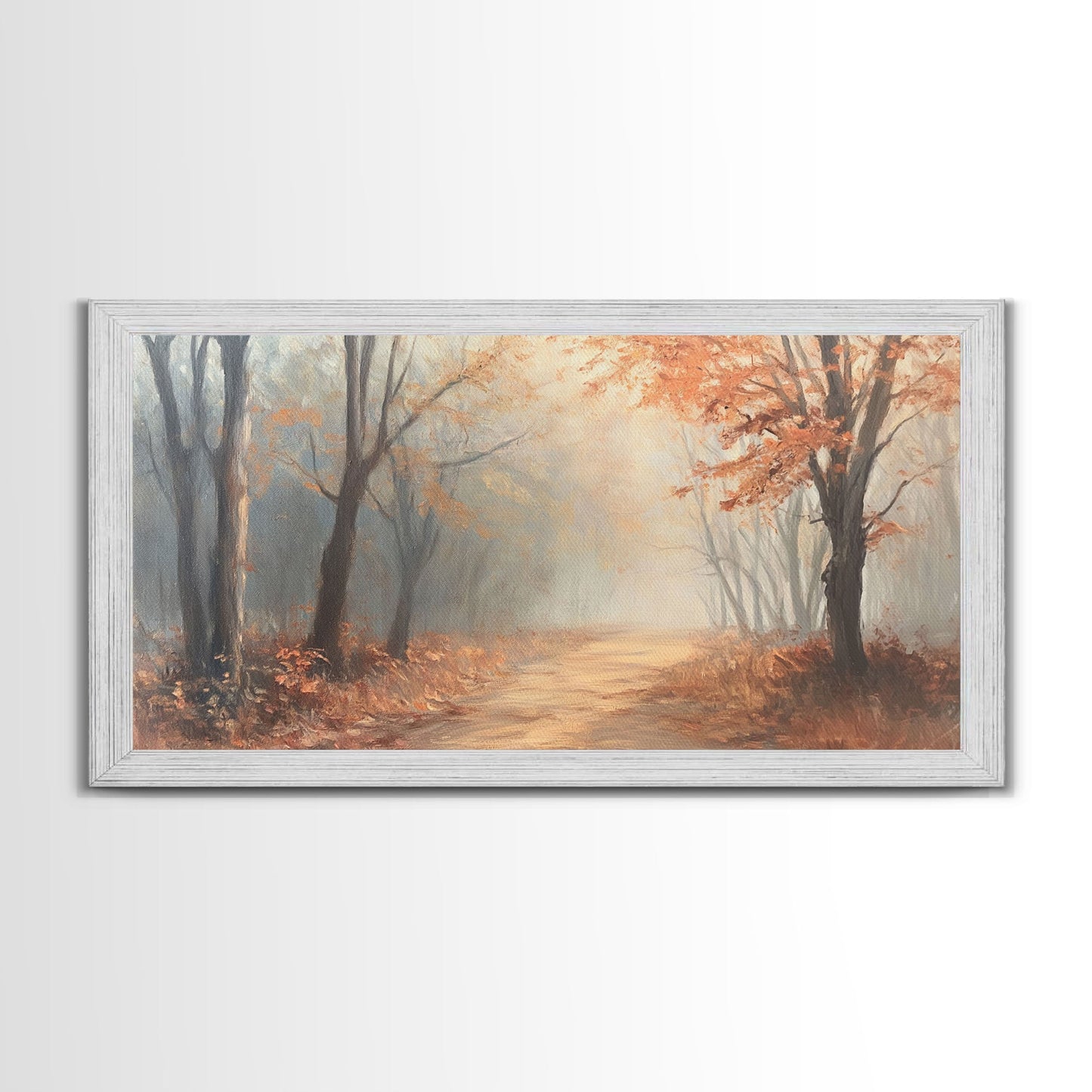 Path Through The Fall Forest, Framed Canvas Print, Winter Wonderland Decor, Perfect Wall Art and Gift Idea