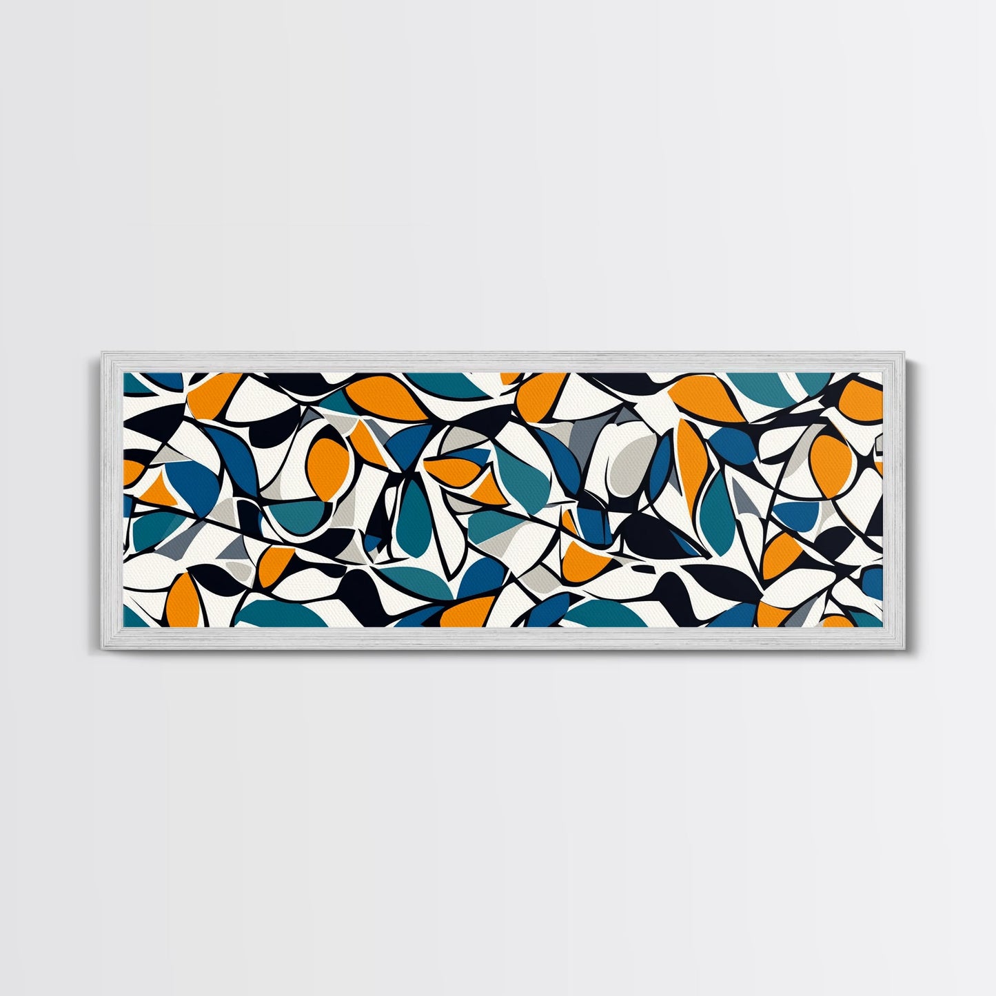 Mid Century Modern Art - Floral Abstract Pattern - Panoramic Canvas Print - Retro Loft Art - Large Wall Art - Geometric Abstract Art