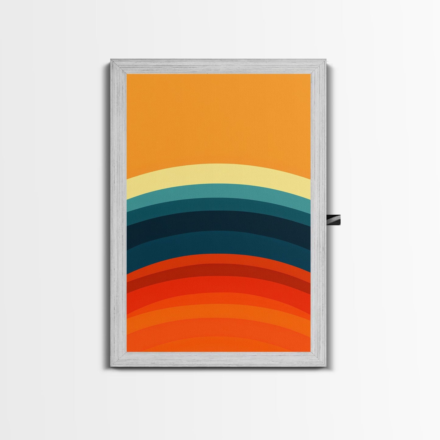 Shades Of The Sun Gradient Painting Print, Wood Framed Canvas, Minimalist Wall Art, Art Deco Inspired Living Room Decor