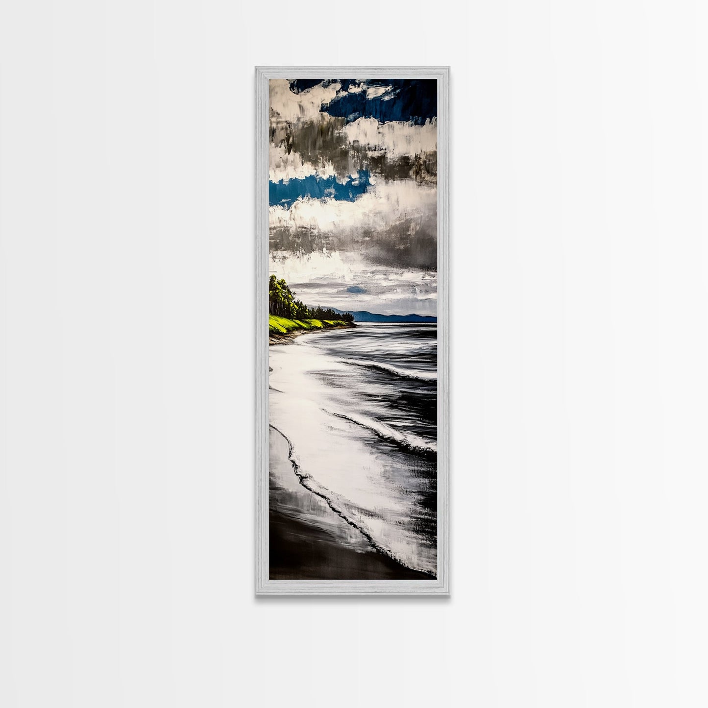 Coastal Shoreline, Blue and Green Art, Beach Wall Art, Ocean Canvas Print, Nautical Home Decor, Large Wall Art, Modern Living Room Art