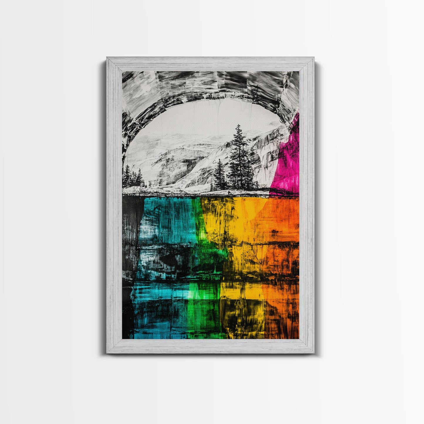 Colorful Canyon, Nature Painting, Abstract Wilderness, Vibrant Landscape, Canvas Print, Adventurous Art, Boho Decor, Office Wall Art