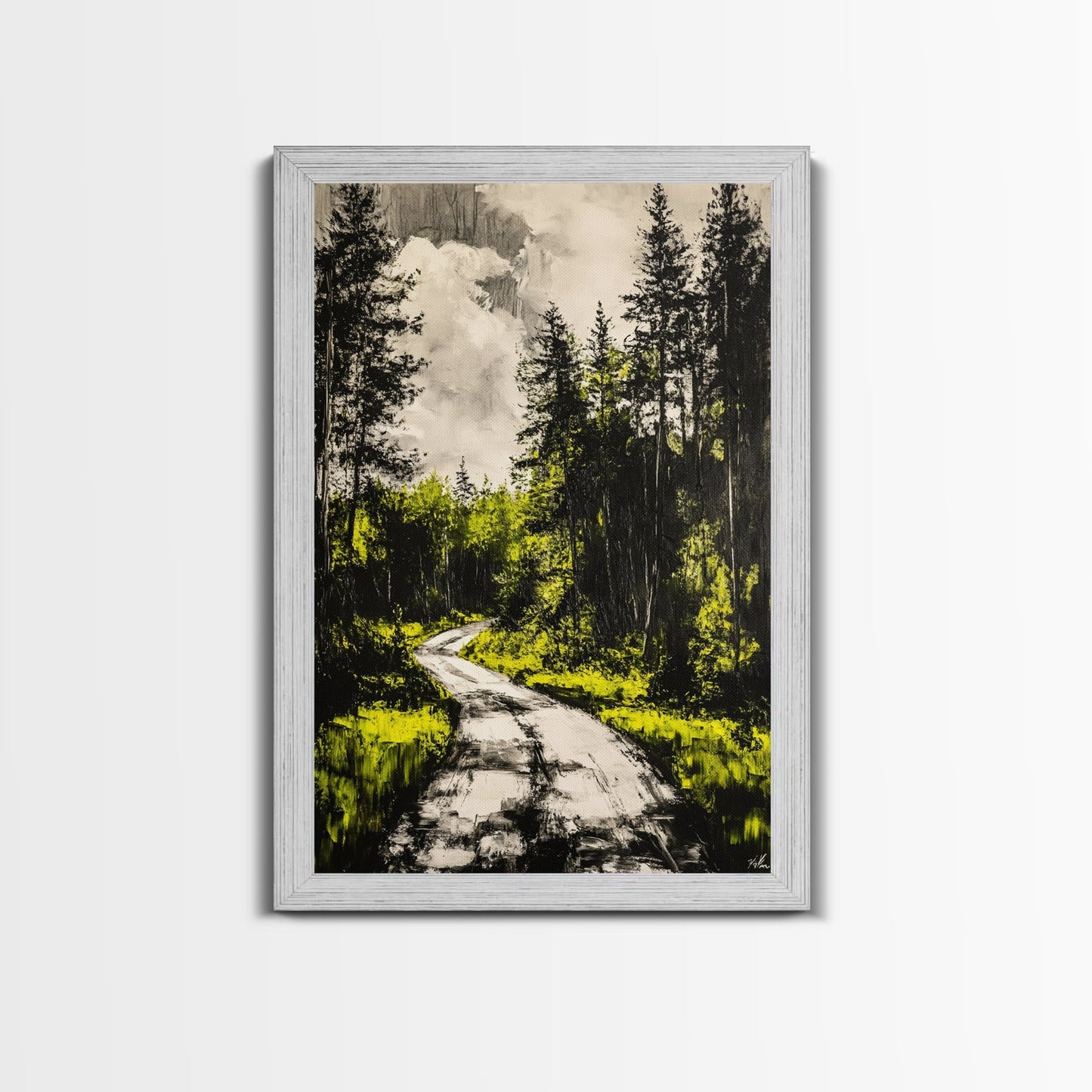 Forest Path, Nature Wall Art, Rustic Landscape, Cabin Decor, Outdoor Aesthetic, Greenery Painting, Framed Canvas Print