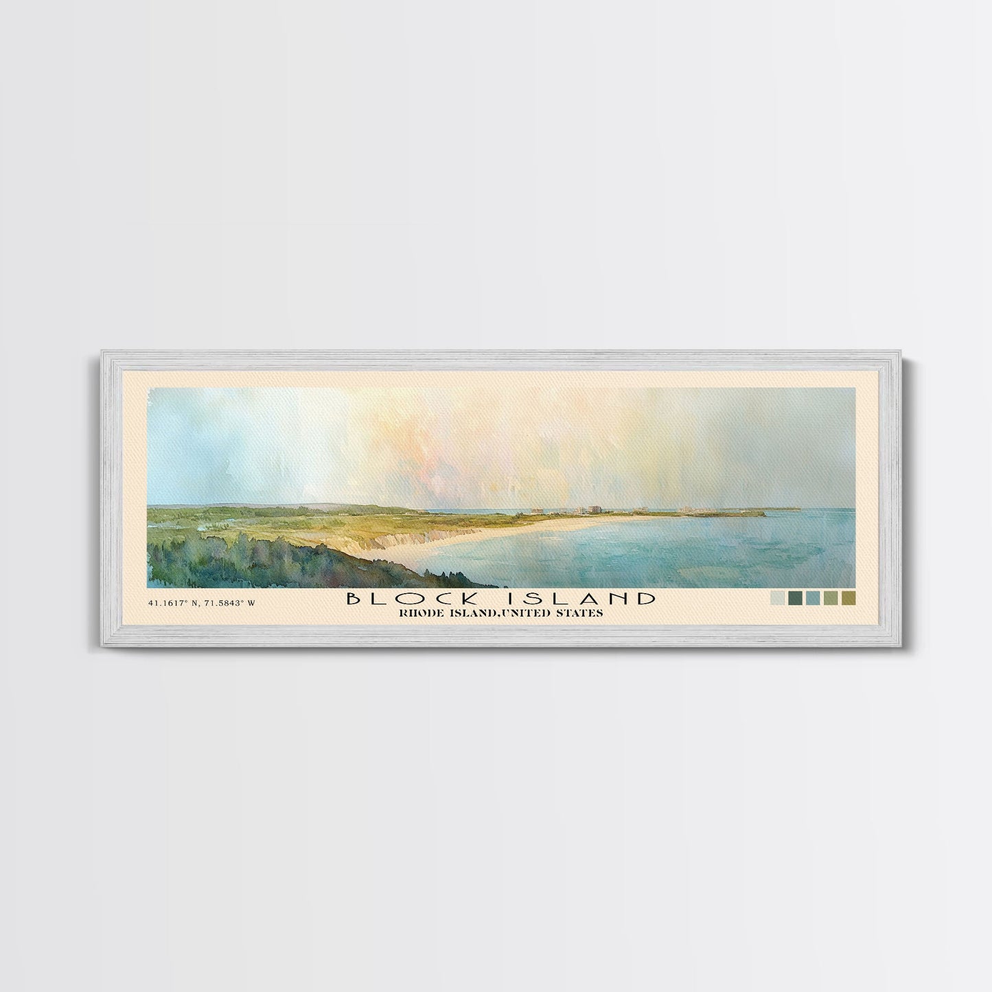 Block Island, Rhode Island,United States Watercolor Print, Vacation Gift, Rhode Island,United States Wall Art, Beach Painting, Beach Decor, Large Wall Art, Wood Frame Art