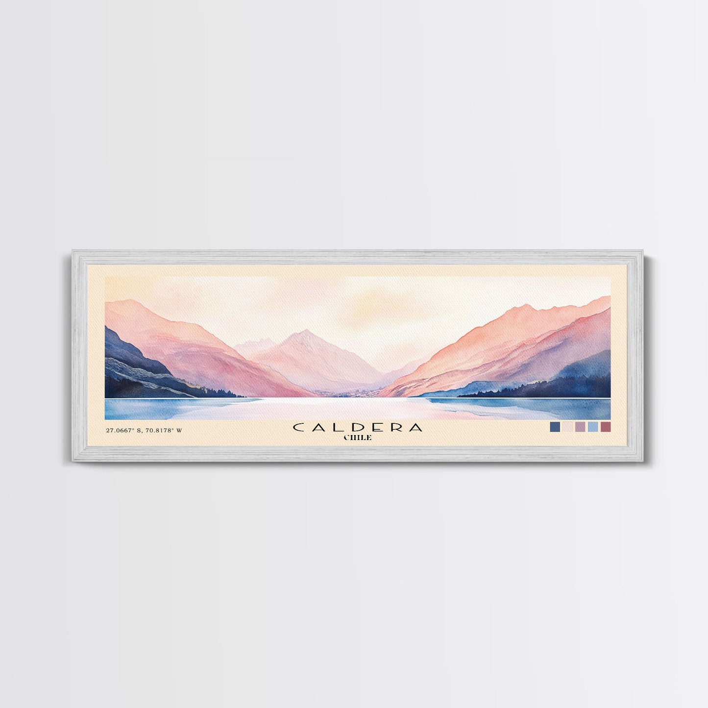 Caldera, Chile Watercolor Print, Vacation Gift, Chile Wall Art, Beach Painting, Beach Decor, Large Wall Art, Wood Frame Art