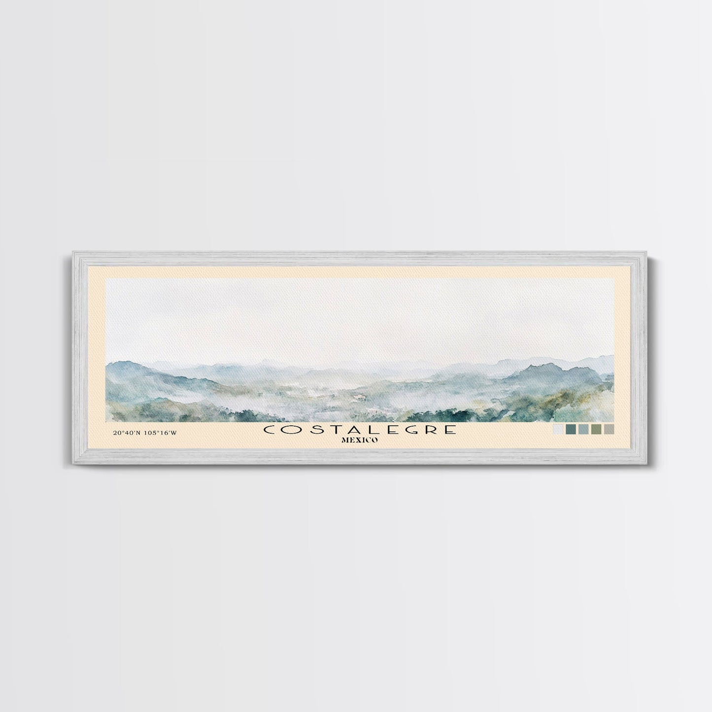 Costalegre, Mexico Watercolor Print, Vacation Gift, Mexico Wall Art, Beach Painting, Beach Decor, Large Wall Art, Wood Frame Art