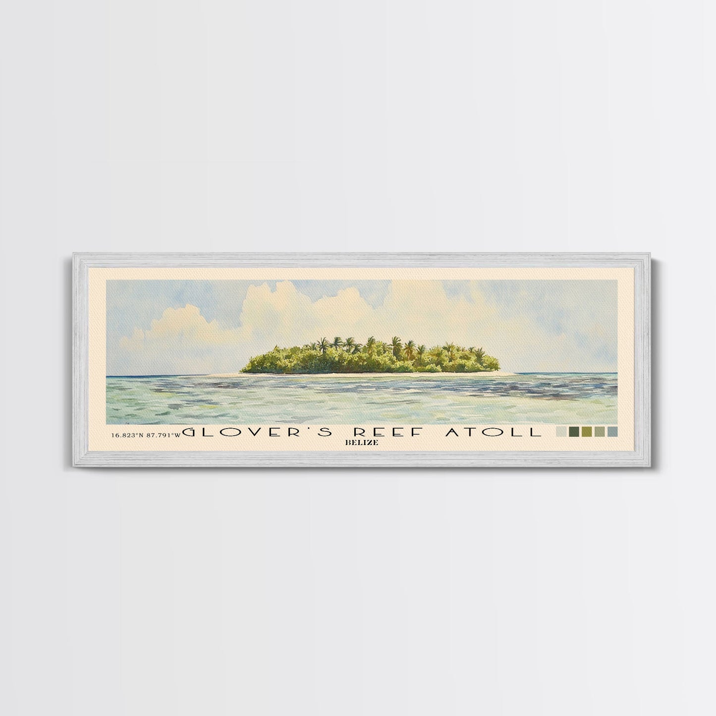 Glover’s Reef Atoll, Belize Watercolor Beach Print, Vacation Gift, Belize Wall Art, Beach Painting, Beach Decor, Beach Painting