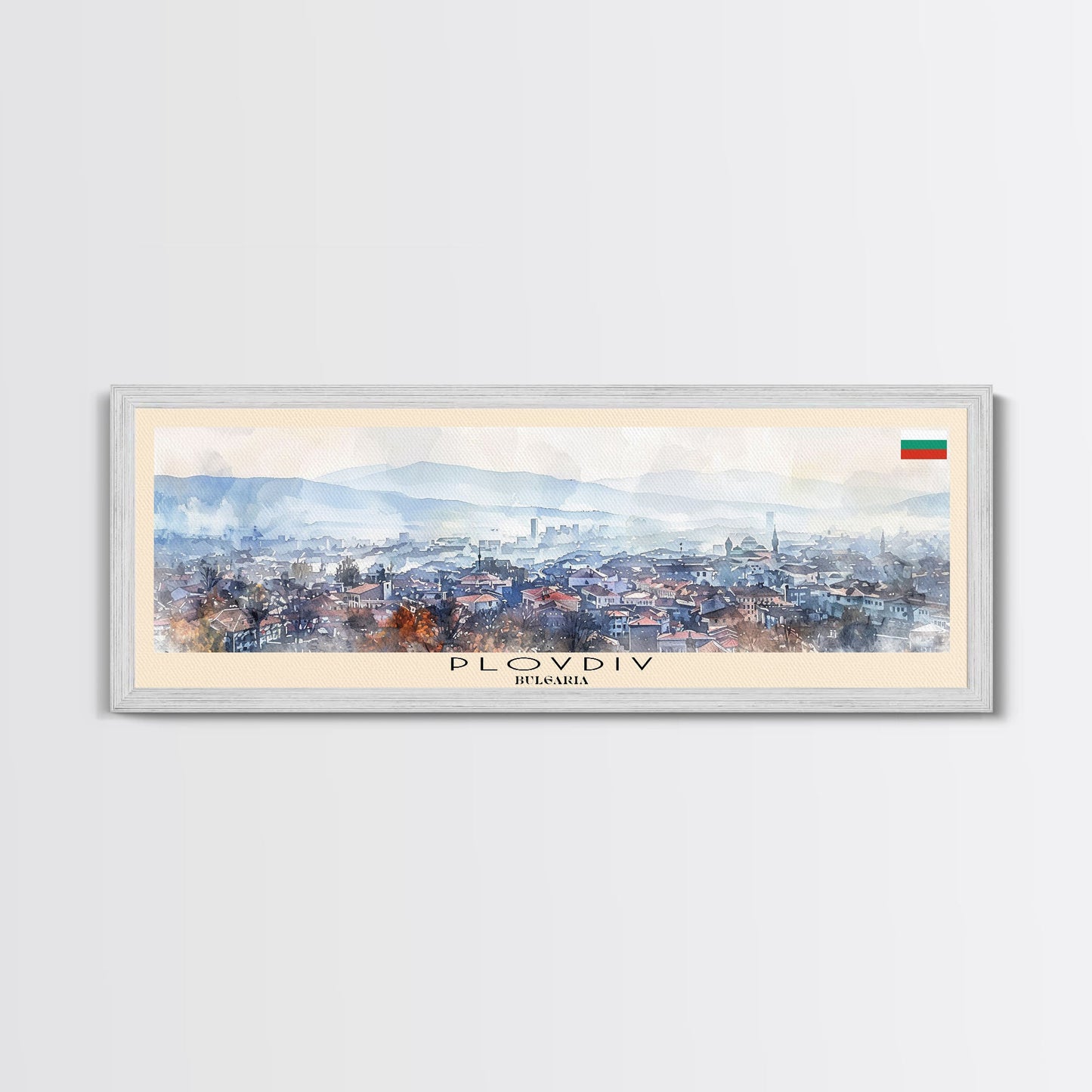 Plovdiv Bulgaria Travel Art, City Art, Framed Canvas Print or Metal Wall Art, Europe Travel Poster, Panoramic Wall Art, Extra Wide Wall Art