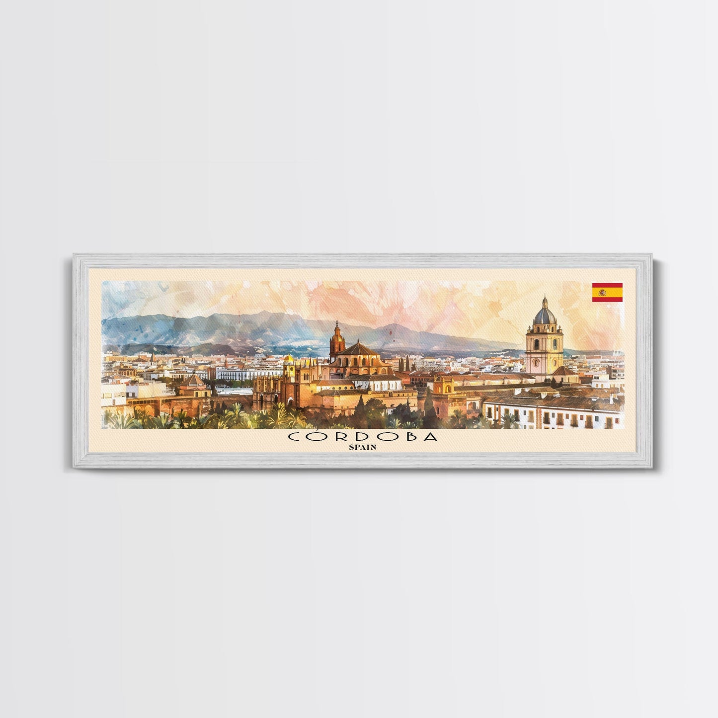 Cordoba Spain Travel Art, City Art, Framed Canvas Print or Metal Wall Art, Europe Travel Poster, Panoramic Wall Art, Extra Wide Wall Art