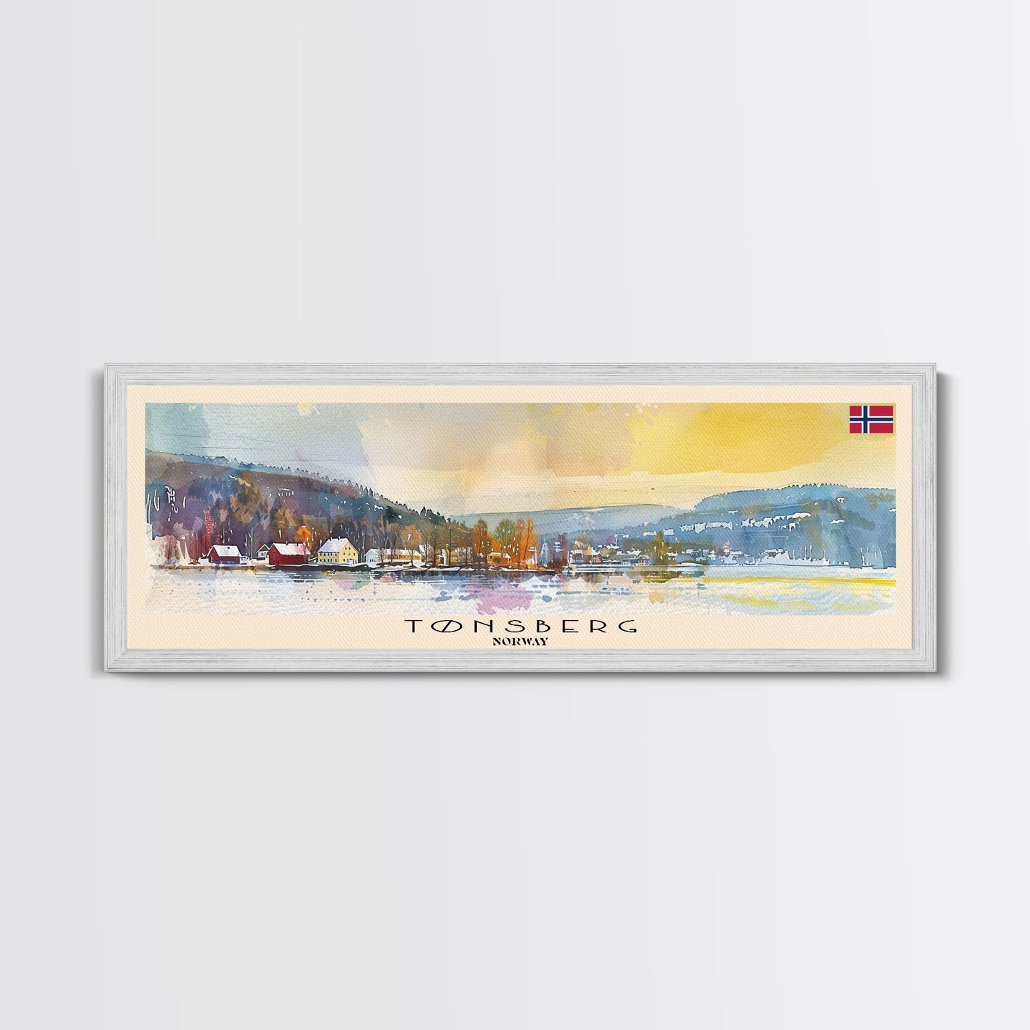 Tonsberg Norway Travel Print Wall Art, Panoramic City Art, Travel Art, Wall Decor, Vacation Gift, Framed Canvas Print Or Metal Art
