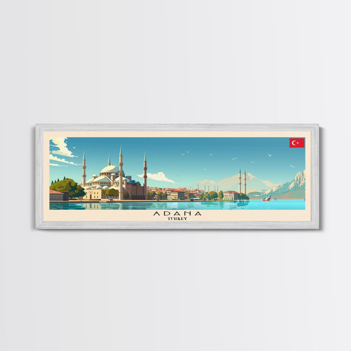 Adana Turkey Travel Art, City Art, Framed Canvas Print or Metal Wall Art, Europe Travel Poster, Panoramic Wall Art, Extra Wide Wall Art