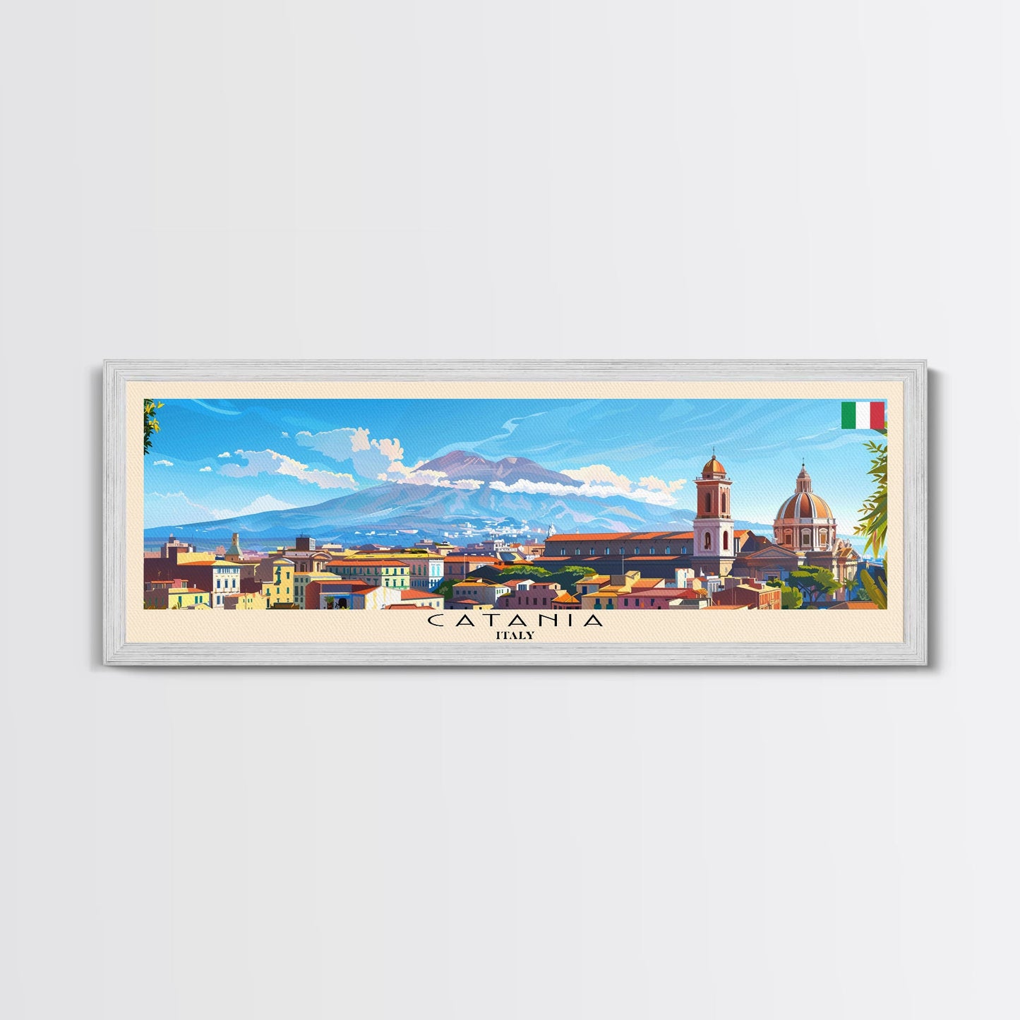Catania Italy Travel Print Wall Art, Panoramic City Art, Travel Art, Wall Decor, Vacation Gift, Framed Canvas Print Or Metal Art