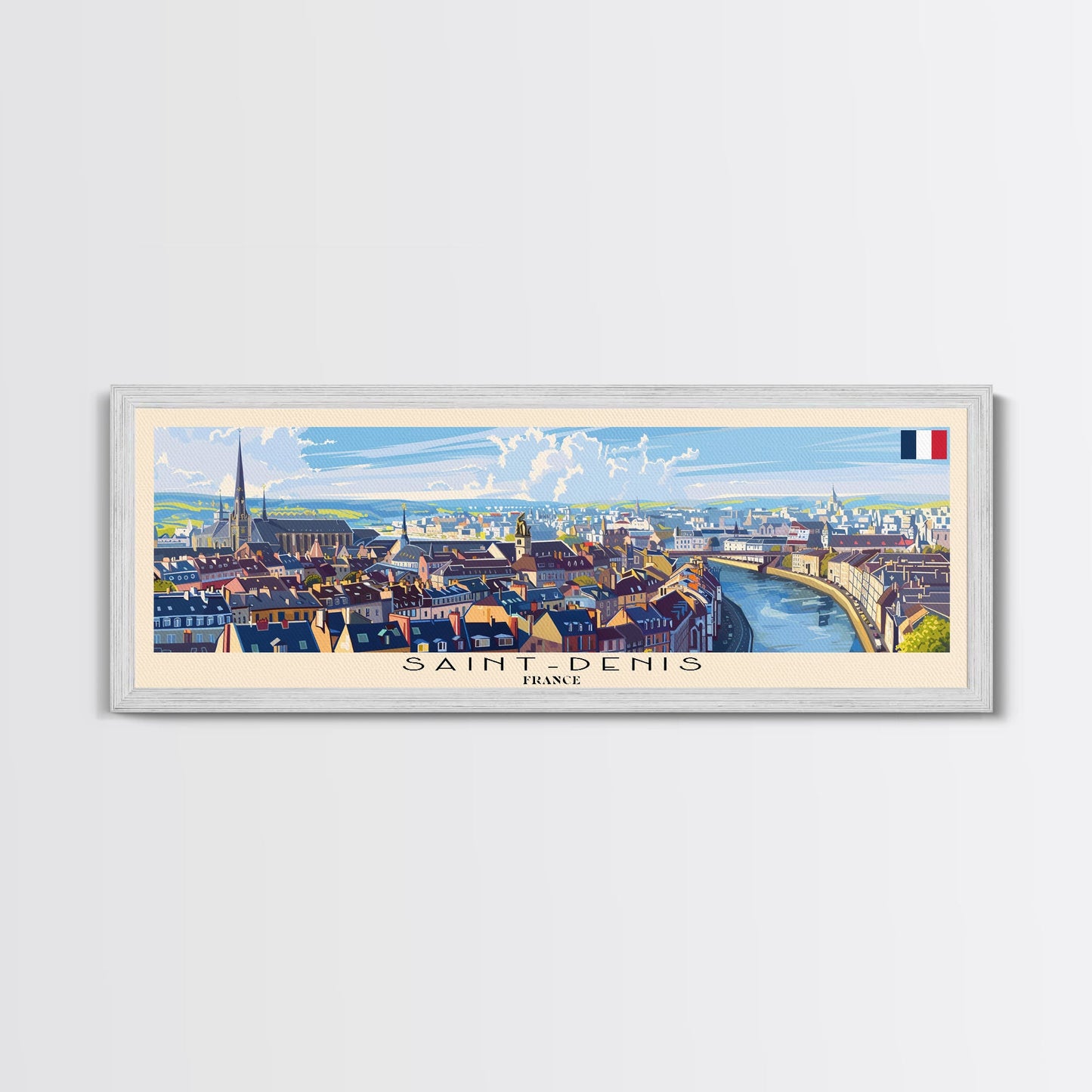 Saint Denis France Wall Art, Panoramic Travel Poster, Panoramic Framed Canvas Print, City Wall Art, Wall Hanging Home Decor, Travel Art