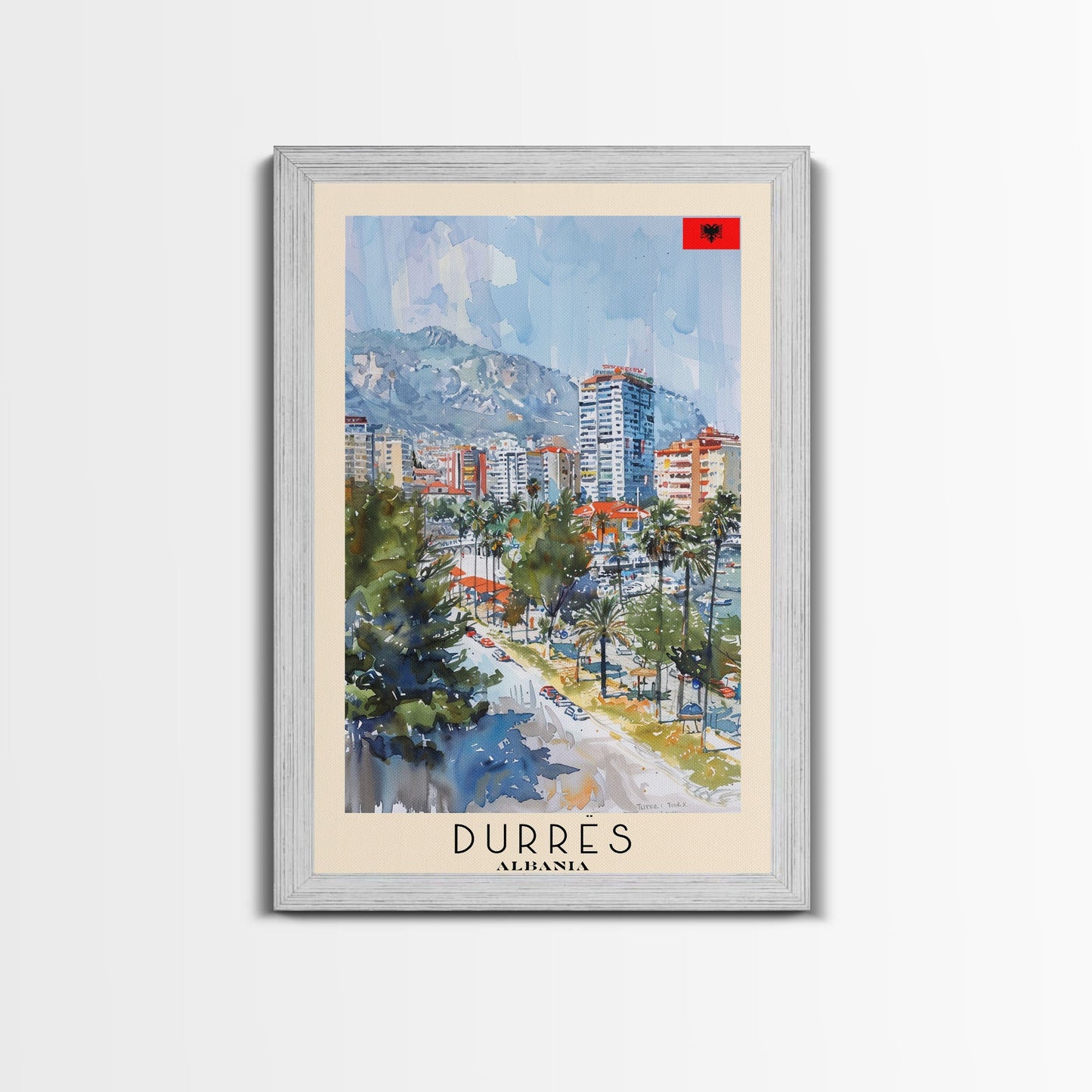 Durres, Albania Coastal Framed Canvas Print. Beautiful Wall Art for Living Room or Bedroom, Charming Travel Poster Art.