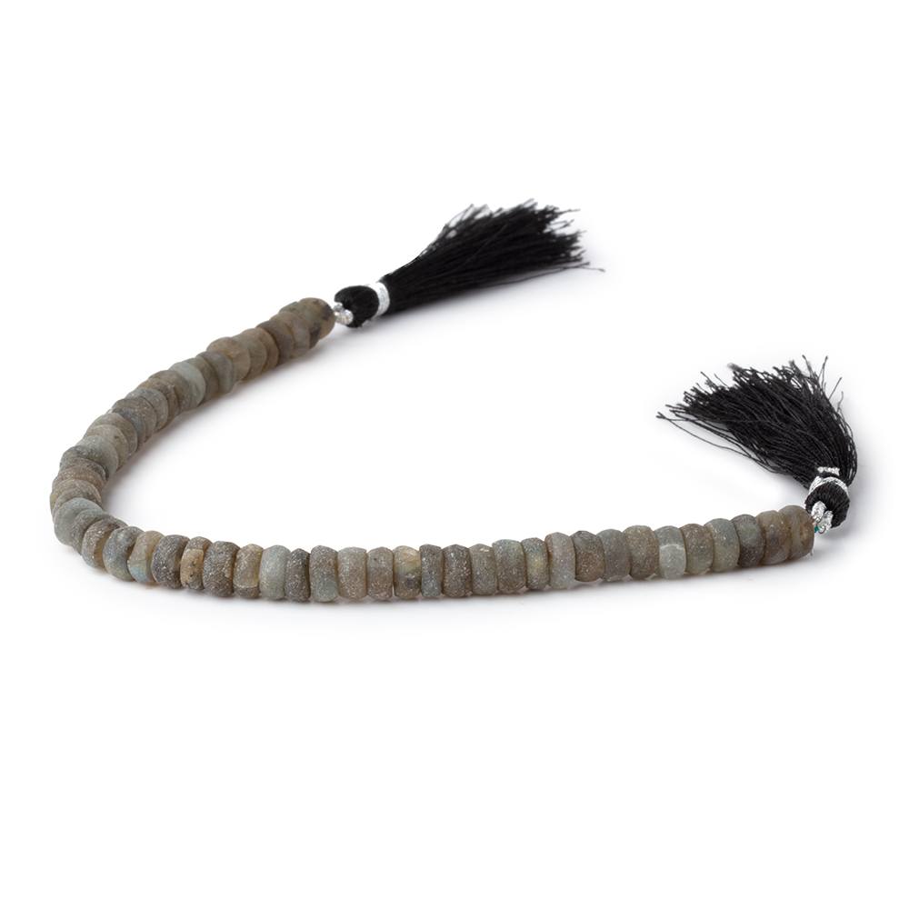 6-7mm Frosted Labradorite Plain Rondelle Beads 7.5 inch 53 pieces