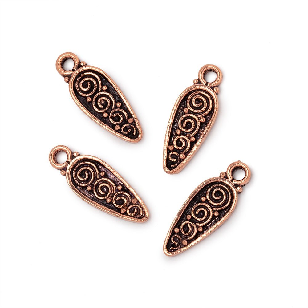 61x7mm Scroll Point Pendant Charm Set of 4 pieces