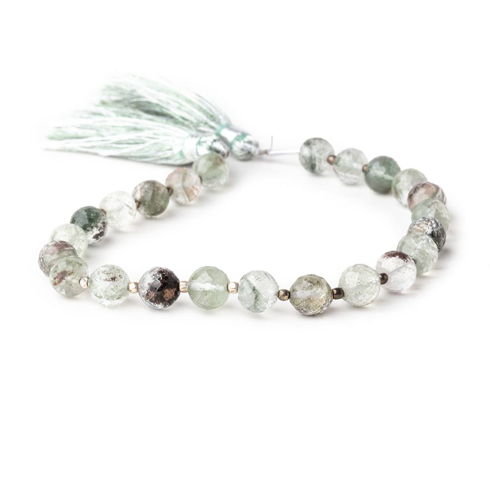 6.5-7mm Moss Quartz Faceted Round Beads 8 inch 25 pieces