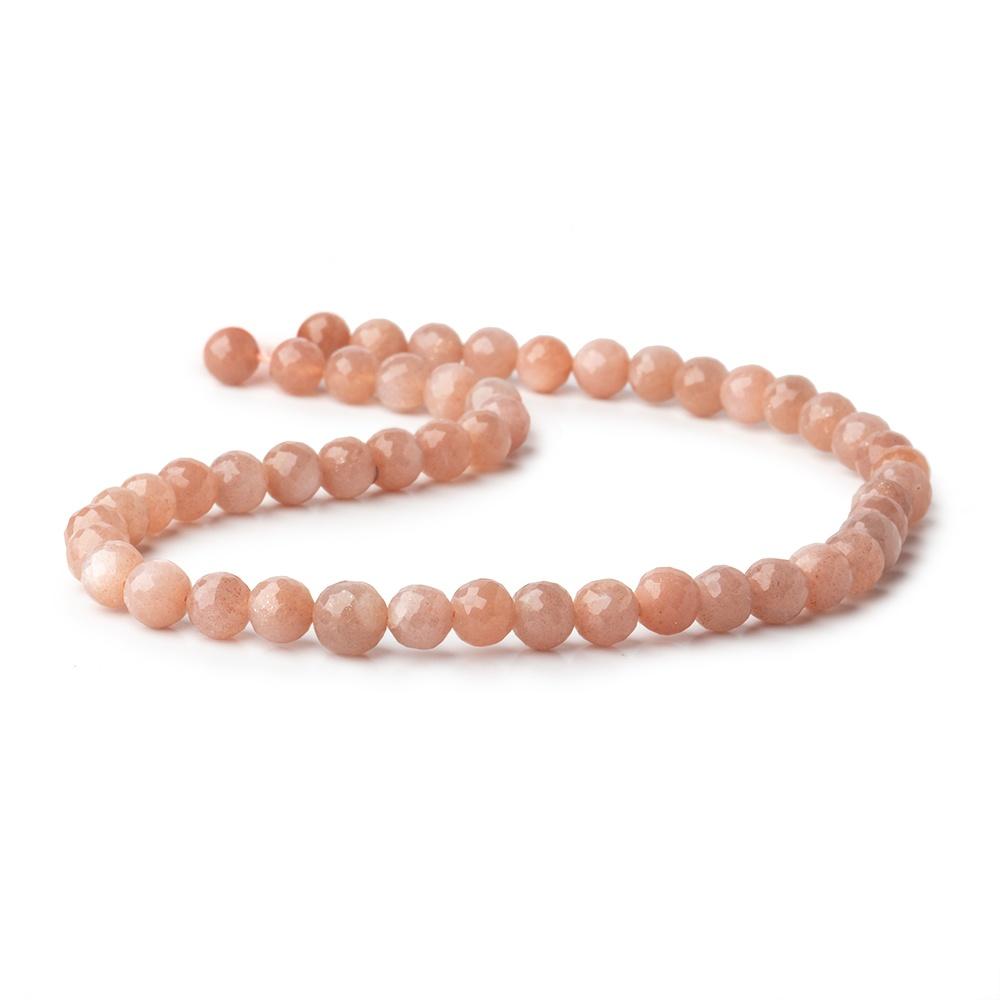6.5-7.5mm Peach Moonstone Faceted Round Beads 14 inch 45 pieces