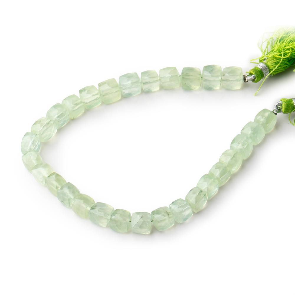 6.5-7mm Prehnite Faceted Cube Beads 8 inch 29 pieces