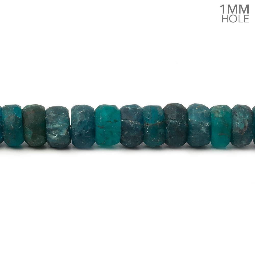 6.5-8mm Matte Neon Apatite plain rondelle beads 1mm drill hole 8 inch 50 pcs