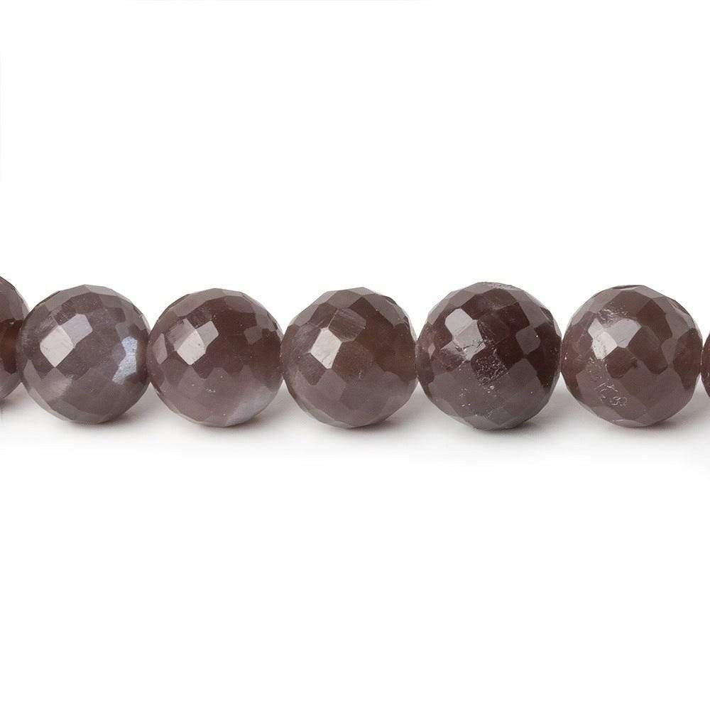 6.5-9mm Chocolate Brown Moonstone Faceted Rounds 16 inch 52 beads AA