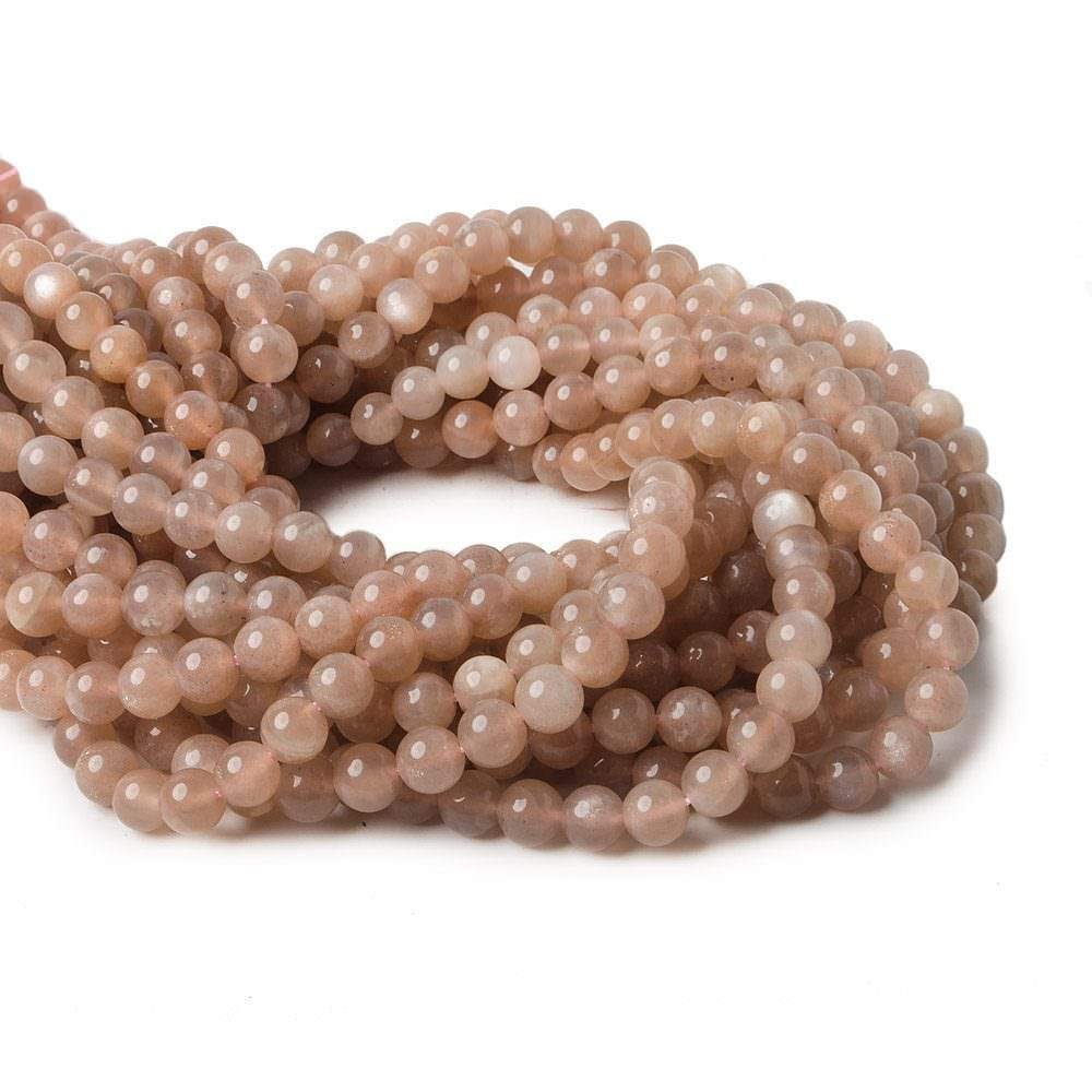 6.5mm Peach Moonstone plain round beads 15 inch 50 pieces A Grade