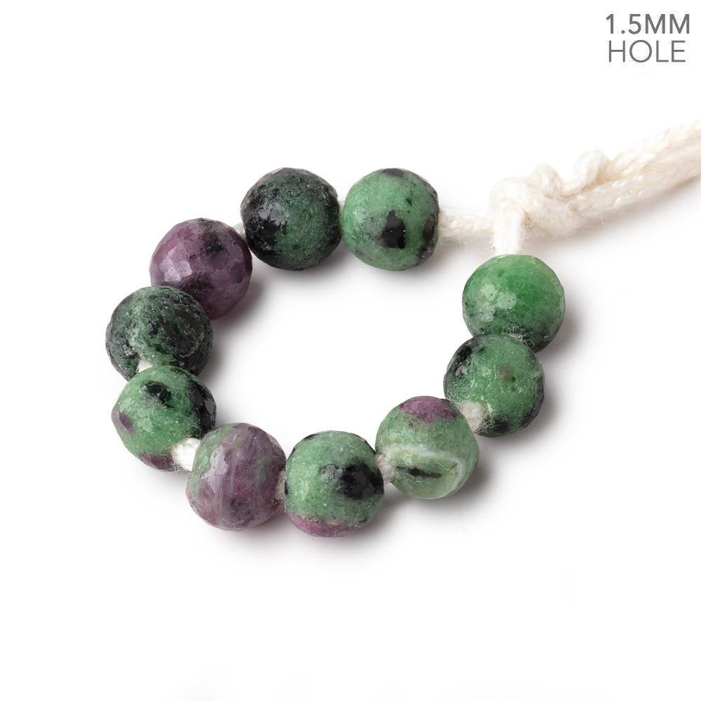 6.5mm Ruby in Zoisite 1.5mm Large Hole Faceted Rounds Set of 10