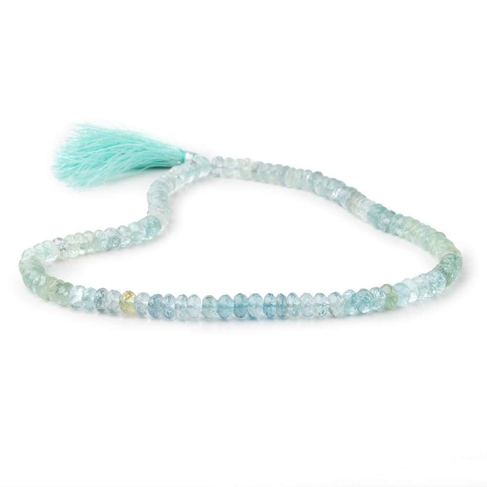 6.5mm Shaded Aquamarine Plain Rondelle Beads 16 inch 115 pieces AA