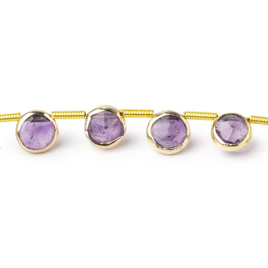 6.5mm Vermeil Bezel Amethyst Top Drill Faceted Coin Strand 20 Beads