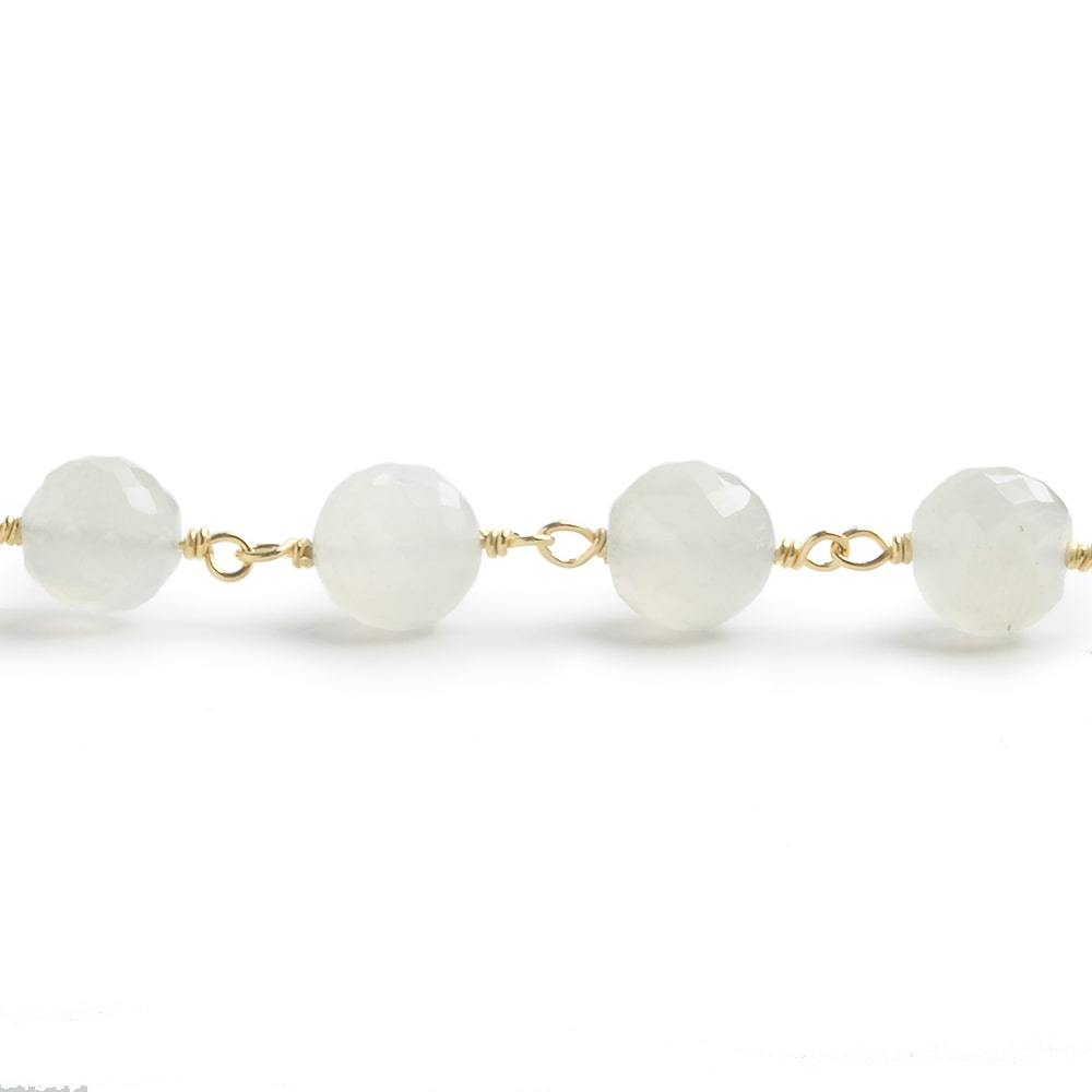 6.5mm White Moonstone faceted round Vermeil Chain by the foot 24 pieces