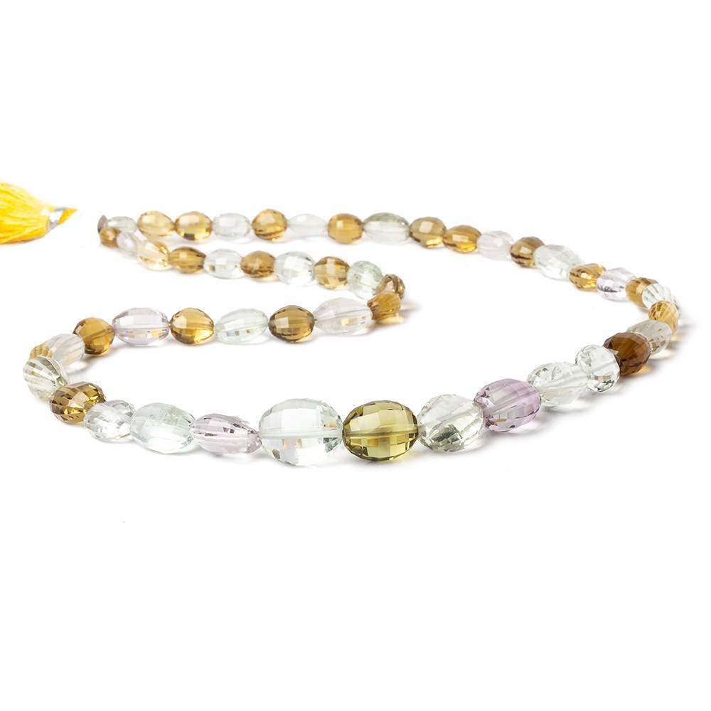 6.5x5-14x10mm Multi-Gemstone checkerboard faceted ovals 18 inch 50 pcs AA