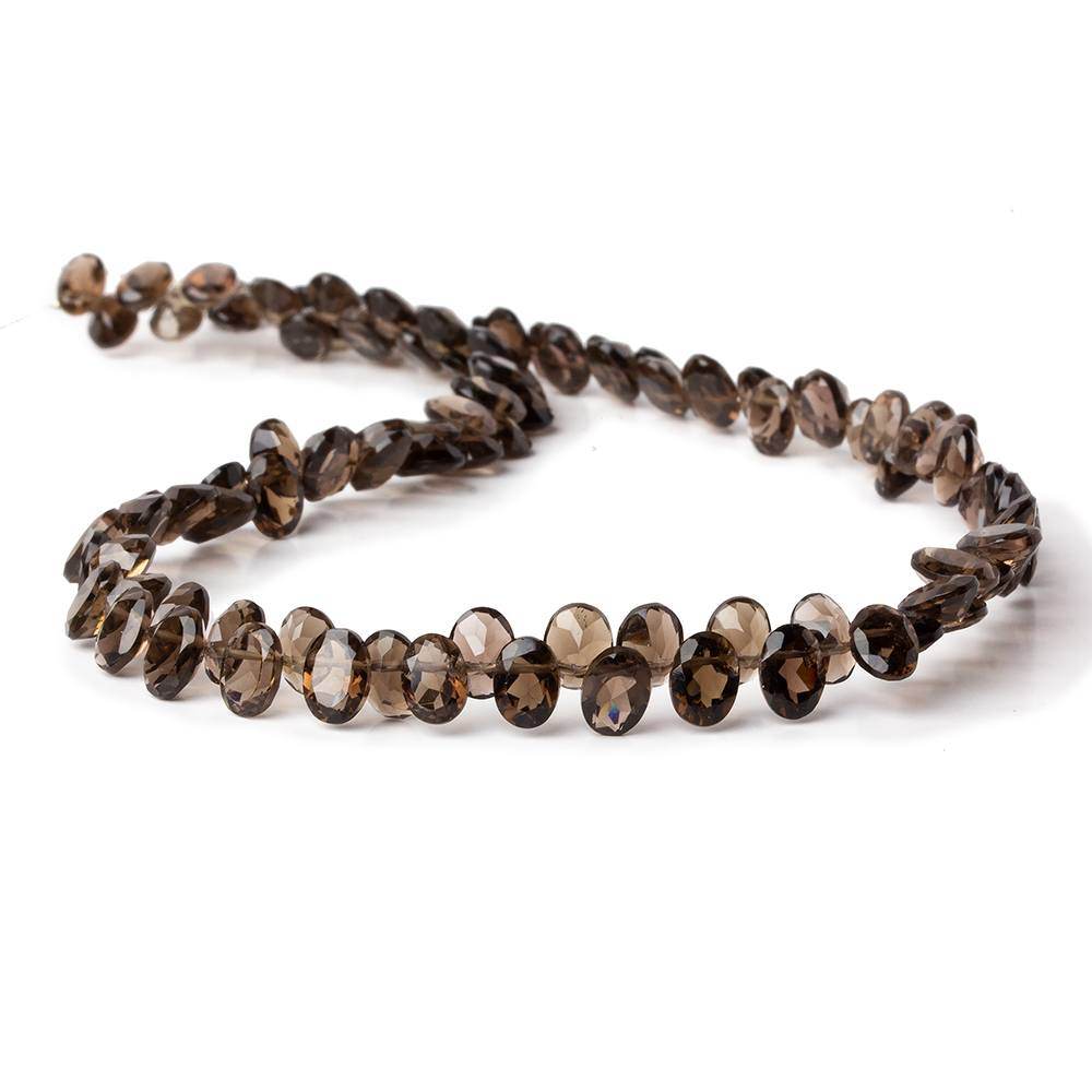 6.5x5mm Smoky Quartz Pavilion Faceted Oval Beads 13 inch 100 pieces
