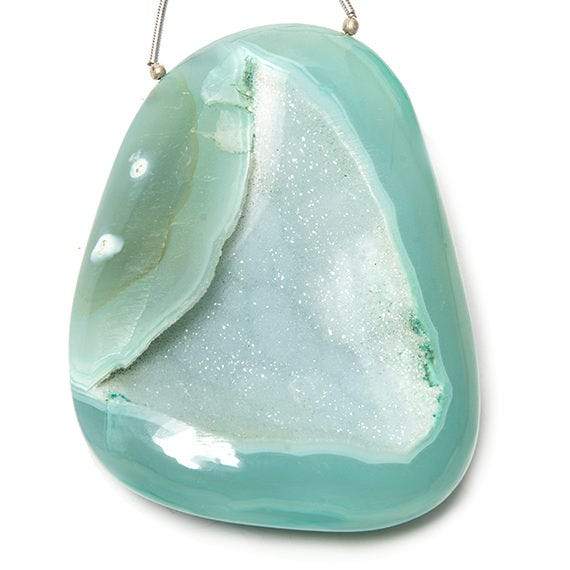 66x53mm Aqua Concentric Agate Drusy Freeform Focal Bead 1 piece