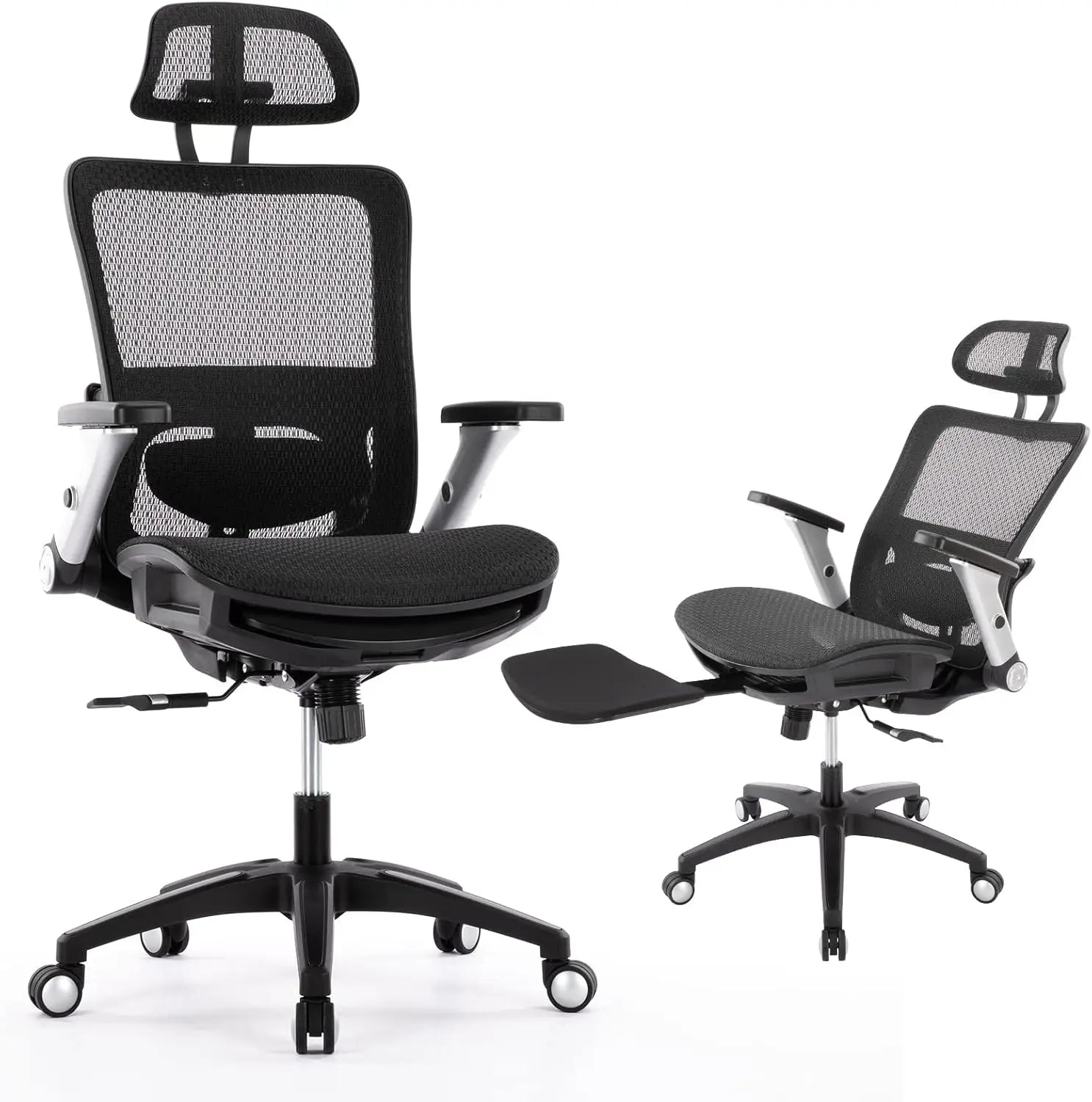 Colamy Ergonomic Mesh Office Chair with Footrest, High Back Computer Executive Desk Chair with Headrest and 4D Flip-Up