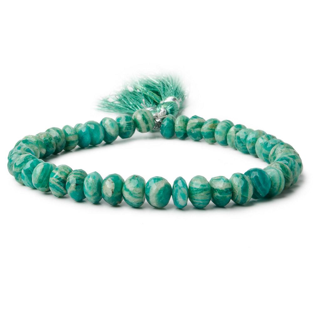 6mm - 7.5mm Russian Amazonite Faceted Rondelle Beads 8 inch 41 pcs